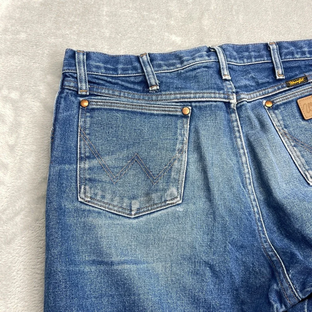 Wrangler Jeans Mens 36x36 Blue Denim 13MWZ Faded Slim Cowboy Cut Straight Leg